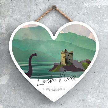 P4937 - Loch Ness Nessie Night Scotlands Landscape Illustration Plaque en bois 1