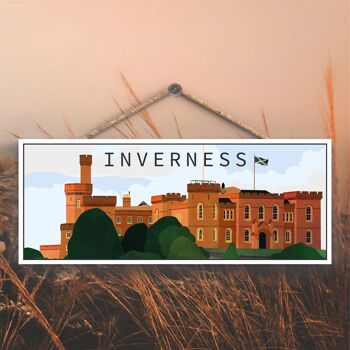 P4938 - Inverness Castle Day Scotlands Landscape Illustration Plaque en bois 1