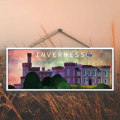 P4939 - Inverness Castle Night Scotlands Landscape Illustration Wooden Plaque