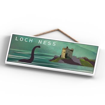 P4941 - Loch Ness Nessie Night Scotlands Landscape Illustration Plaque en bois 4