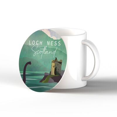 P4949 - Loch Ness Nessie Night Escocia Paisaje Ilustración Placa de Madera
