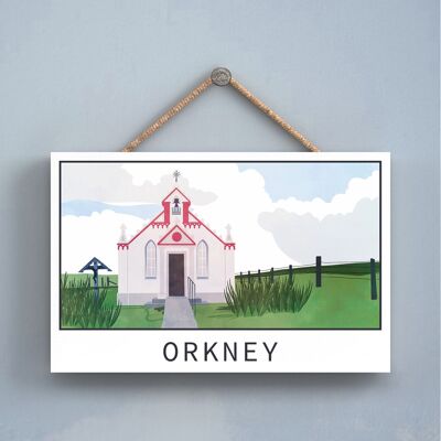 P4952 - Italienische Kapelle Orkney Day Scotlands Landschaft Illustration Holztafel