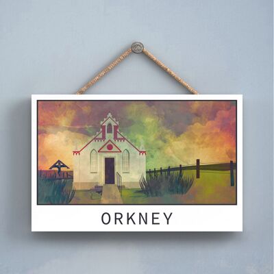 P4953 - Italian Chapel Orkney Night Scotlands Landscape Illustration Wooden Plaque