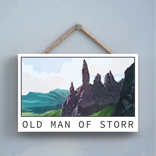 P4954 - Old Man Or Storr Day Scotlands Landscape Illustration Wooden Plaque