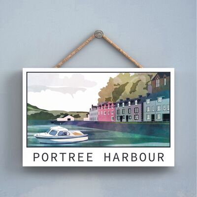 P4956 - Portree Harbour Day Scotlands Landscape Illustration Wooden Plaque