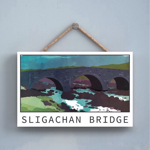 P4958 - Sligachan Bridge Day Scotlands Landscape Illustration Wooden Plaque