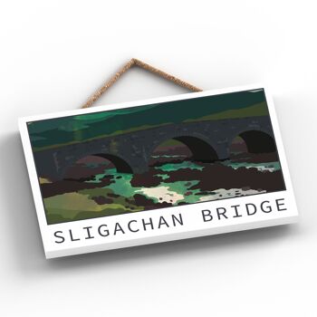 P4959 - Sligachan Bridge Nuit Ecosse Paysage Illustration Plaque Bois 2