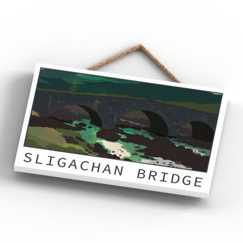 P4959 - Sligachan Bridge Nuit Ecosse Paysage Illustration Plaque Bois 4