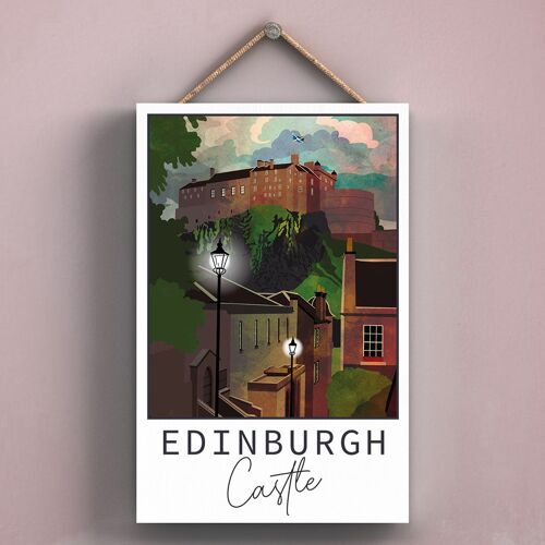 P4961 - Edinburgh Castle Night Scotlands Landscape Illustration Wooden Plaque