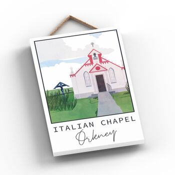 P4962 - Chapelle Italienne Orkney Day Ecosse Paysage Illustration Plaque Bois 2