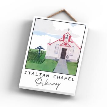 P4962 - Chapelle Italienne Orkney Day Ecosse Paysage Illustration Plaque Bois 3