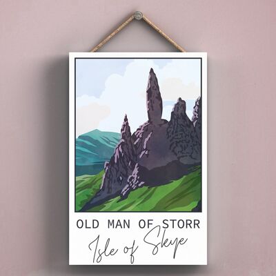 P4964 - Old Man or Storr Day Scotlands Paesaggio Illustrazione Targa in legno