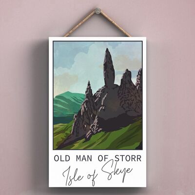P4965 - Old Man or Storr Night Scotlands Paesaggio Illustrazione Targa in legno
