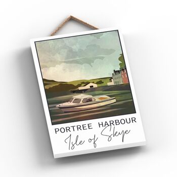 P4967 - Portree Harbour Night Scotlands Landscape Illustration Plaque en bois 2