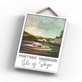 P4967 - Portree Harbour Night Scotlands Landscape Illustration Plaque en bois 3