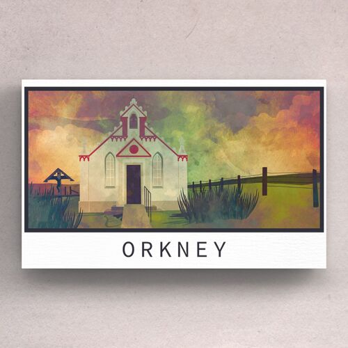 P4975 - Italian Chapel Orkney Night Scotlands Landscape Illustration Wooden Magnet
