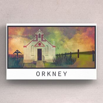 P4975 - Chapelle italienne Orkney Night Scotlands Paysage Illustration Aimant en bois