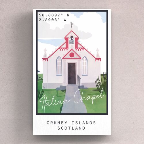 P4980 - Italian Chapel Orkney Day Scotlands Landscape Illustration Wooden Magnet