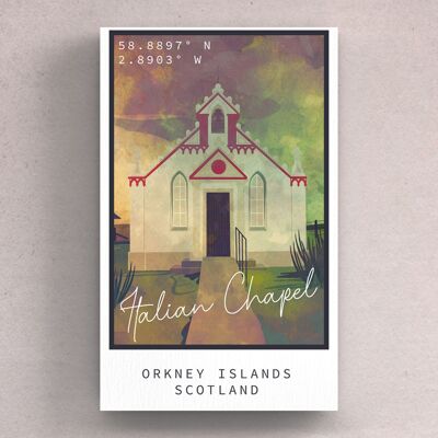 P4981 – Italienische Kapelle Orkney Night Scotlands Landschaft Illustration Holzmagnet