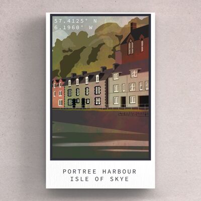P4983 - Portree Harbour Night Scotlands Landscape Illustration Wooden Magnet