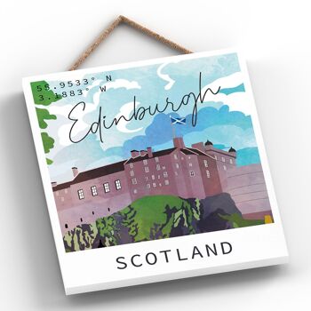 P4990 - Edinburgh Castle Day Scotlands Landscape Illustration Plaque en bois 2