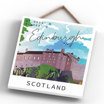 P4990 - Edinburgh Castle Day Scotlands Landscape Illustration Plaque en bois 4