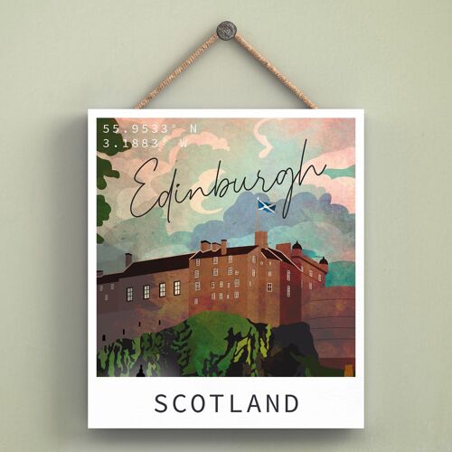P4991 - Edinburgh Castle Night Scotlands Landscape Illustration Wooden Magnet