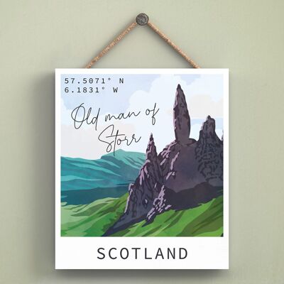P4992 - Old Man Or Storr Day Scotlands Landscape Illustration Wooden Plaque