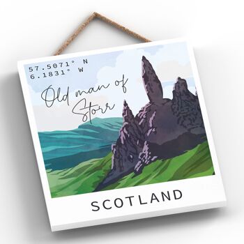 P4992 - Plaque Bois Illustration Paysage Old Man Ou Storr Day Scotlands 2