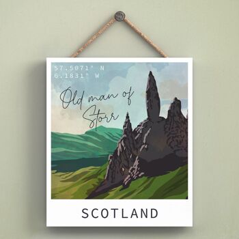 P4993 - Plaque Bois Illustration Paysage Vieil Homme Ou Storr Nuit Ecosse 1