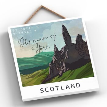 P4993 - Plaque Bois Illustration Paysage Vieil Homme Ou Storr Nuit Ecosse 2