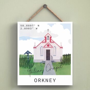 P4994 - Chapelle Italienne Orkney Day Scotlands Paysage Illustration Plaque en Bois 1