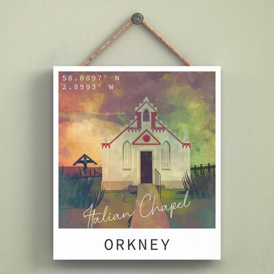 P4995 - Italian Chapel Orkney Night Scotlands Landscape Illustration Wooden Plaque