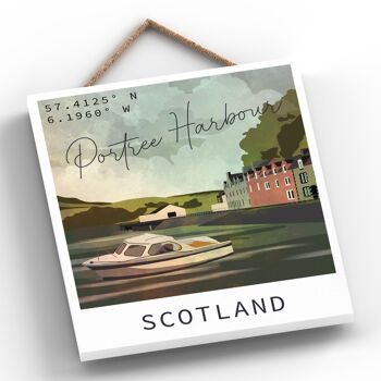 P4997 - Portree Harbour Night Scotlands Landscape Illustration Plaque en bois 2