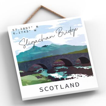 P4998 - Sligachan Bridge Day Scotlands Paysage Illustration Plaque en Bois 2