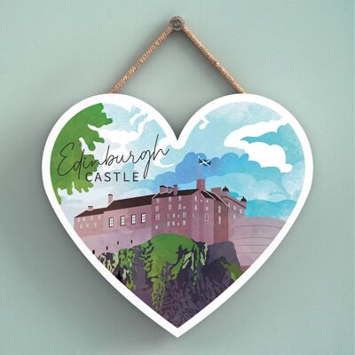 P5000 - Edinburgh Castle Day Scotlands Landscape Illustration Wooden Plaque