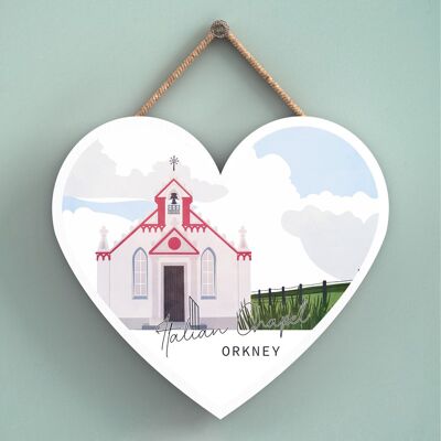 P5004 - Italian Chapel Orkney Day Scotlands Landscape Illustration Wooden Plaque