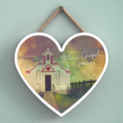 P5007 - Italian Chapel Orkney Night Scotlands Landscape Illustration Wooden Plaque