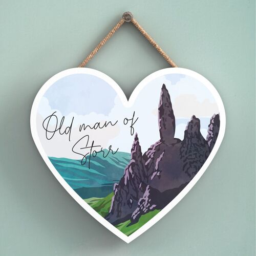 P5008 - Old Man Or Storr Day Scotlands Landscape Illustration Wooden Plaque