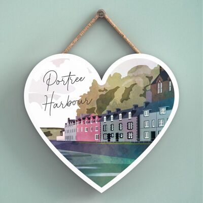 P5012 - Portree Harbour Day Scotlands Landscape Illustration Wooden Plaque