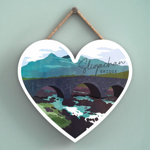 P5016 - Sligachan Bridge Day Scotlands Landscape Illustration Wooden Plaque