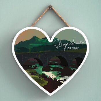 P5017 - Sligachan Bridge Night Scotlands Landscape Illustration Plaque en bois 1