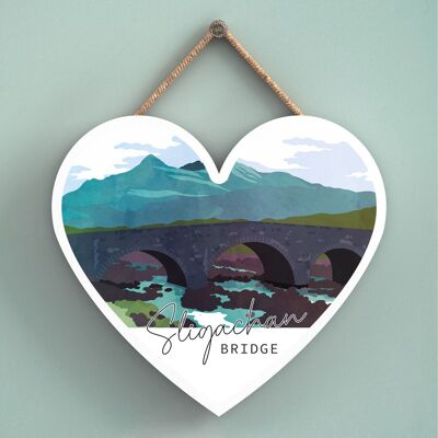 P5018 - Sligachan Bridge Day Scotlands Landscape Illustration Wooden Plaque