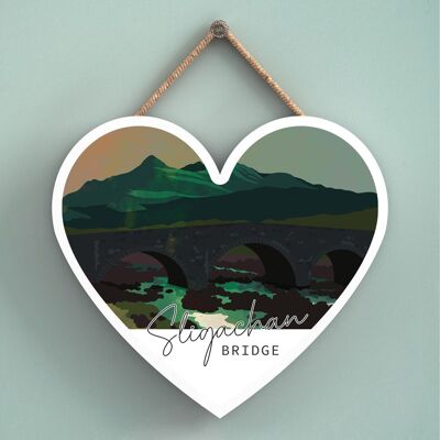 P5019 – Sligachan Bridge Night Scotlands Landschaft Illustration Holzschild