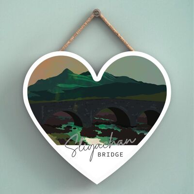 P5019 - Sligachan Bridge Night Scotlands Landscape Illustration Wooden Plaque