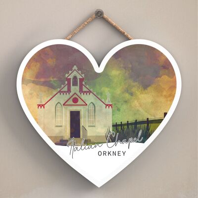 P5025 - Italian Chapel Orkney Night Scotlands Landscape Illustration Wooden Plaque