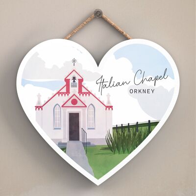 P5026 - Italian Chapel Orkney Day Scotlands Landscape Illustration Wooden Plaque