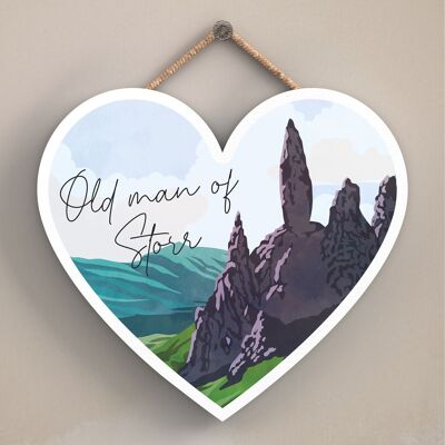 P5028 - Old Man Or Storr Day Scotlands Landscape Illustration Wooden Plaque