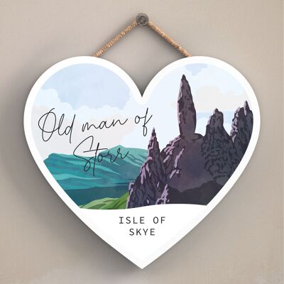 P5030 - Old Man Or Storr Day Scotlands Landscape Illustration Wooden Plaque