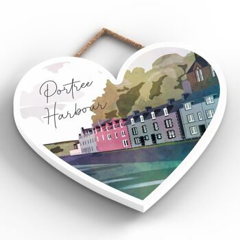 P5032 - Portree Harbour Day Scotlands Landscape Illustration Plaque en bois 2